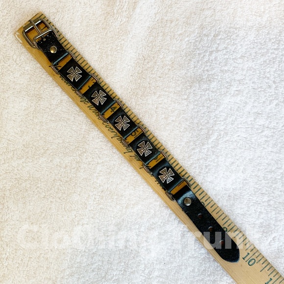 NWT Black Genuine Leather Celtic Cross Buckle Bracelet | 9” Unisex - Picture 3 of 3